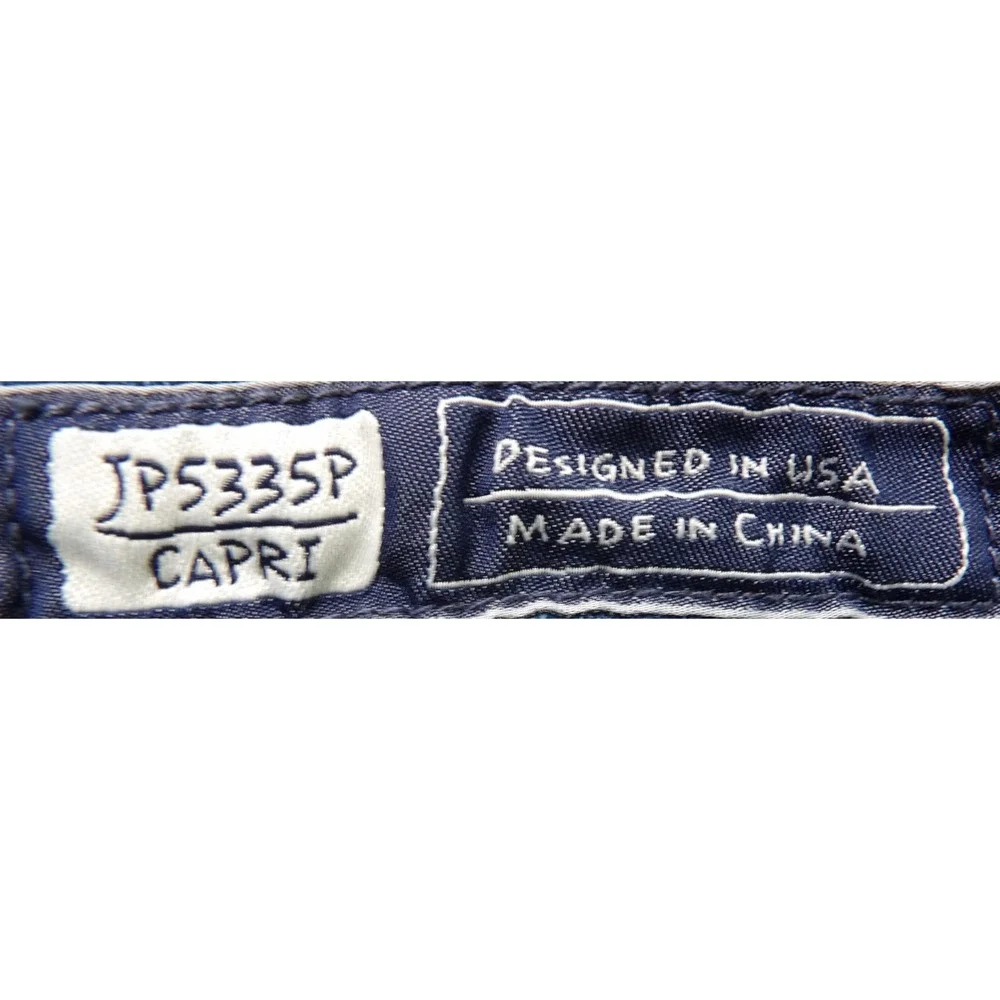 Miss Me Women Capri Jeans 28 Blue Denim Embellished Cross Flap Pocket Rhinestone